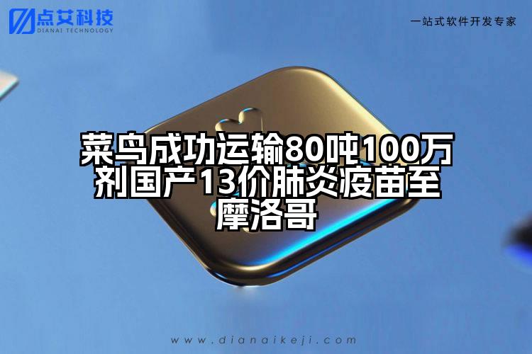 菜鸟成功运输80吨100万剂国产13价肺炎疫苗至摩洛哥